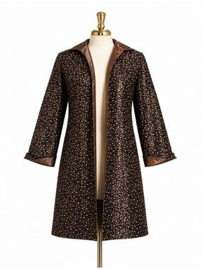 Grace Chuang New York Leopard Flocked Duster Jacket Women’s M Open Front